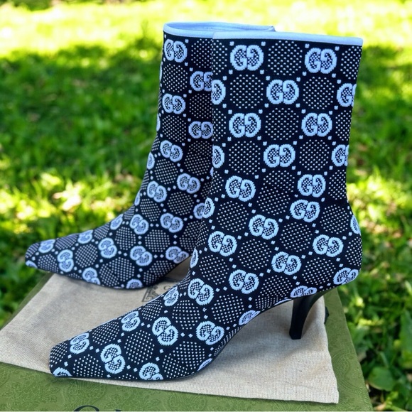 Gucci GG knit Pointy Toe Boots - Picture 5 of 7
